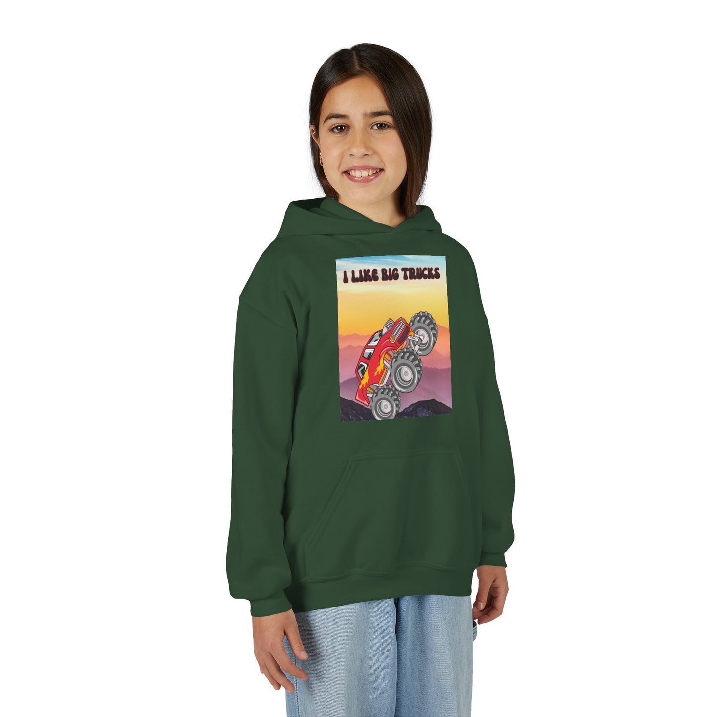 Youth Hoodie — "I Like Big Trucks" Monster Truck Graphic