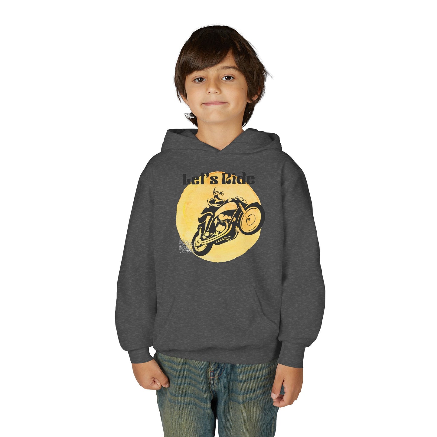 Youth Hoodie - "Let's Ride" Vintage Motorcycle Graphic