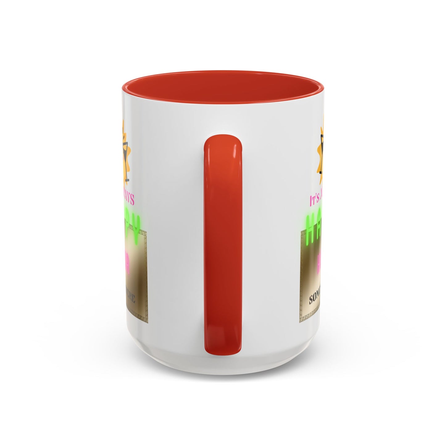 Coffee Mug — "It's Always Happy Hour Somewhere" Neon Sun Cocktail Accent Mug