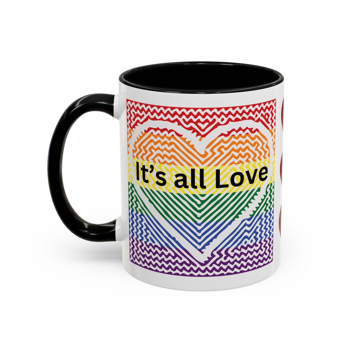 It's All Love Rainbow Heart Coffee Mug — Pride Accent Mug (11/15oz)