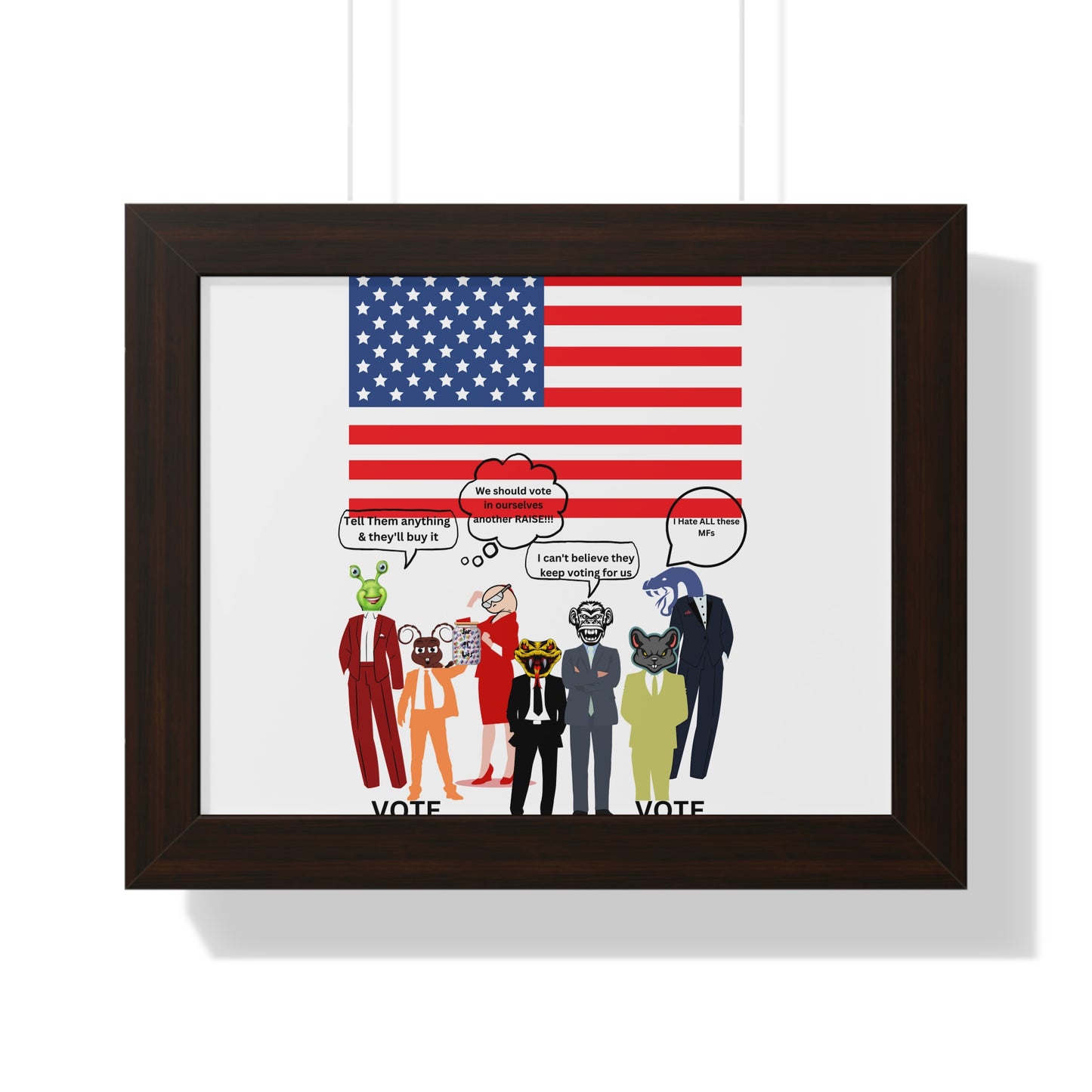 Framed Poster — Patriotic Political Cartoon "Jar of Lies" Print