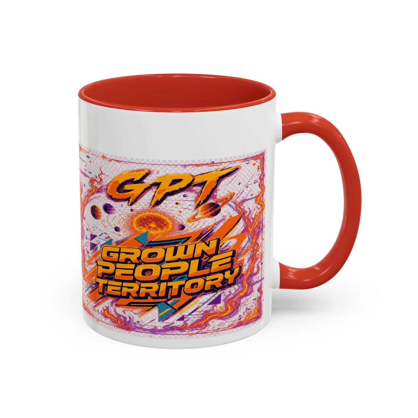 Accent Coffee Mug — "GPT: Grown People Territory" Bold Graphic Coffee Cup