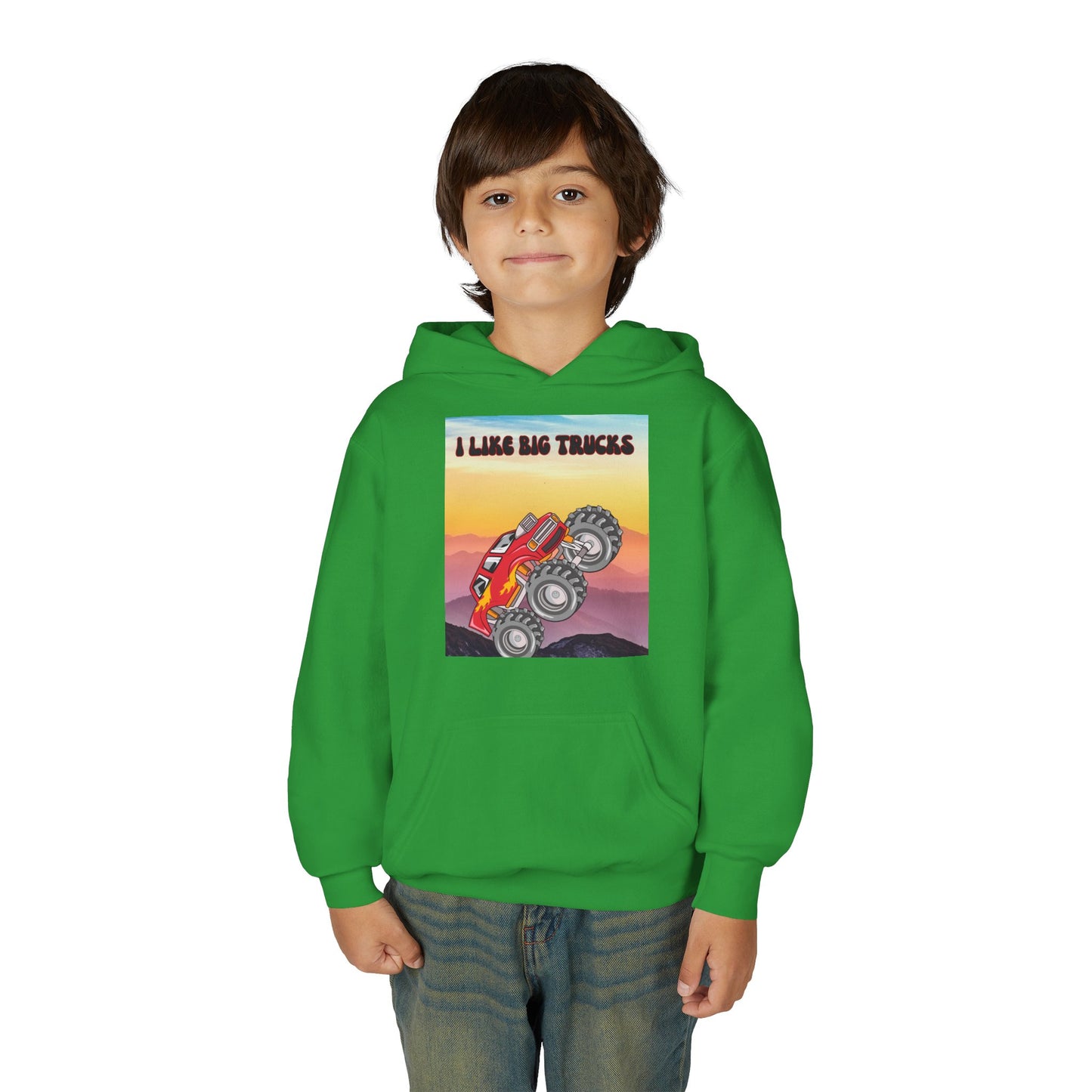 Youth Hoodie — "I Like Big Trucks" Monster Truck Graphic