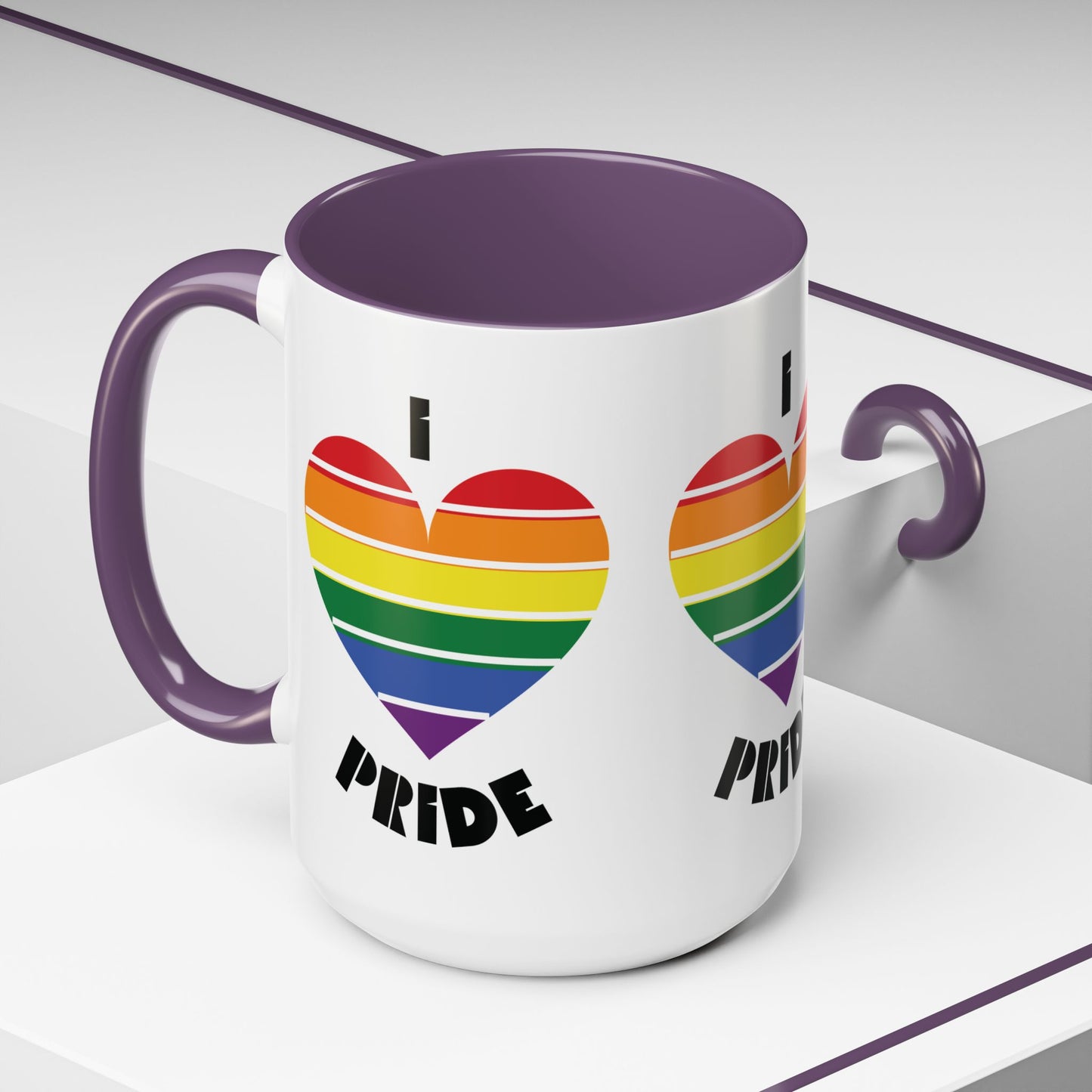 I Heart Pride Accent Coffee Mug – Rainbow Love 11/15oz