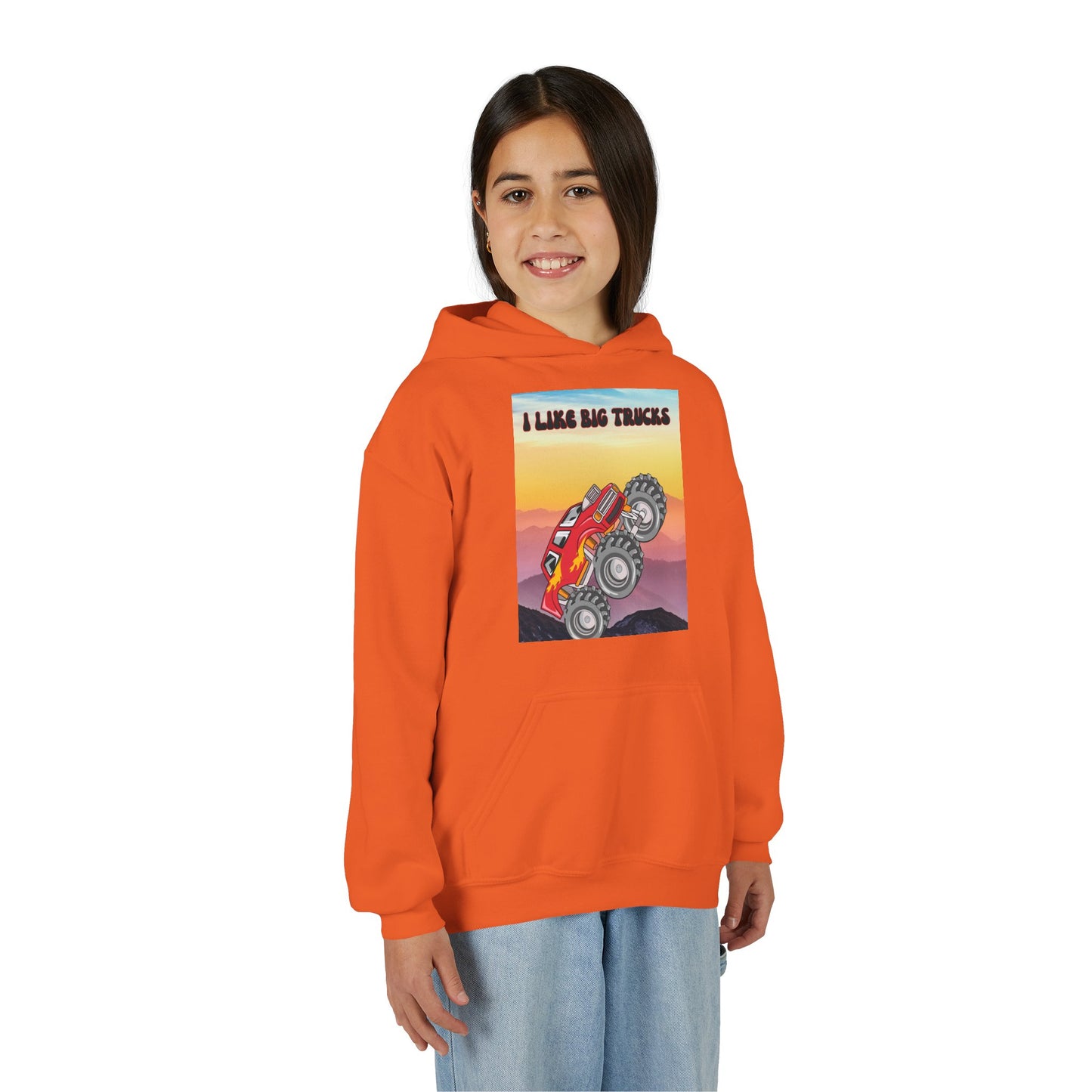 Youth Hoodie — "I Like Big Trucks" Monster Truck Graphic