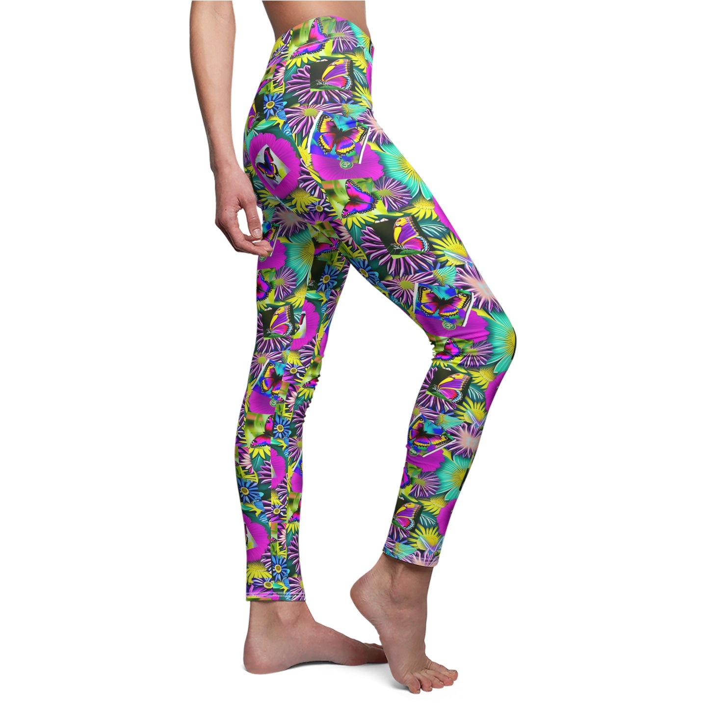 Neon Butterfly Design Leggings