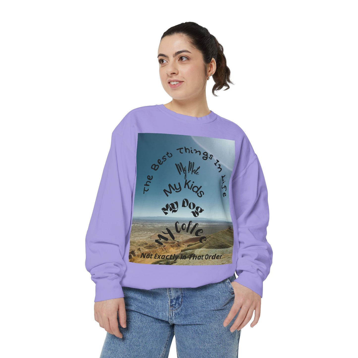 Coastal Family Vibes Sweatshirt — "The Best Things in Life" Graphic Crewneck