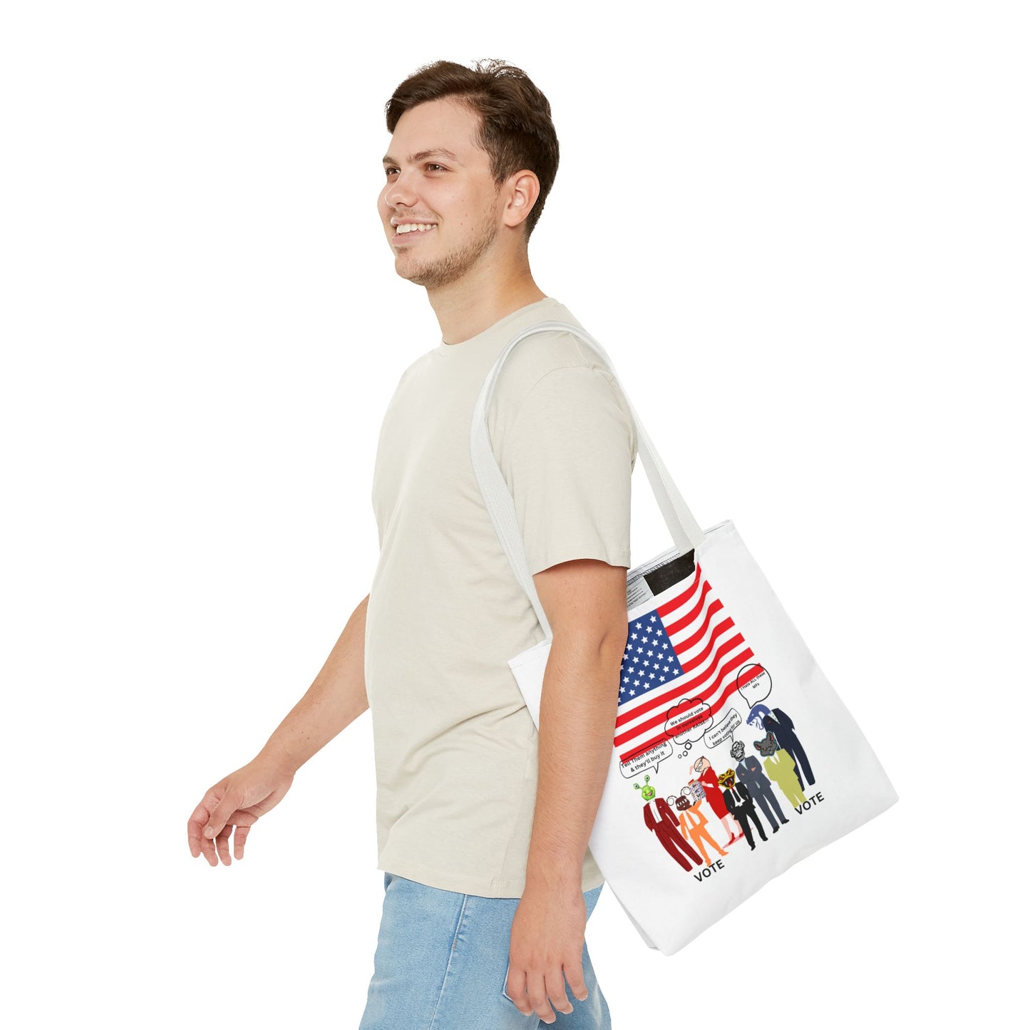 Patriotic Vote Tote Bag, Eco-Friendly Shopping Bag, Political Campaign Merchandise, Election Day Gift, USA Flag Design