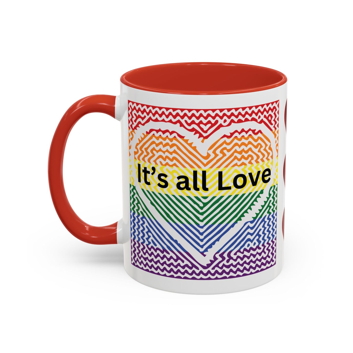 It's All Love Rainbow Heart Coffee Mug — Pride Accent Mug (11/15oz)