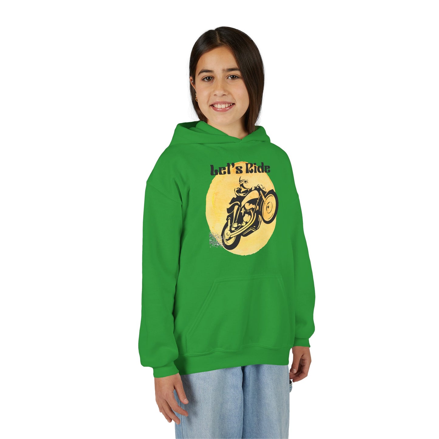 Youth Hoodie - "Let's Ride" Vintage Motorcycle Graphic
