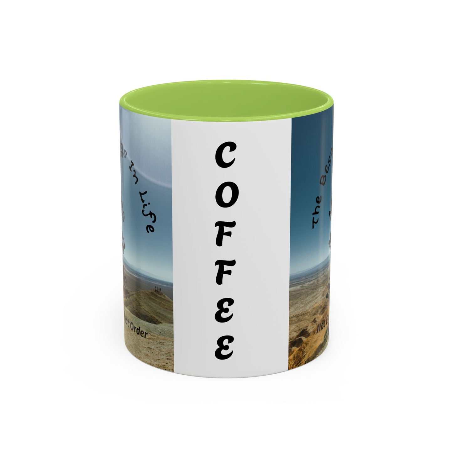 Coffee Mug — “The Best Things in Life: My Mate, My Kids, My Dog, My Coffee” Accent Ceramic Mug