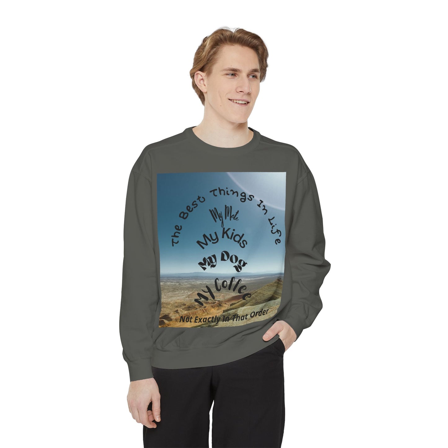 Coastal Family Vibes Sweatshirt — "The Best Things in Life" Graphic Crewneck
