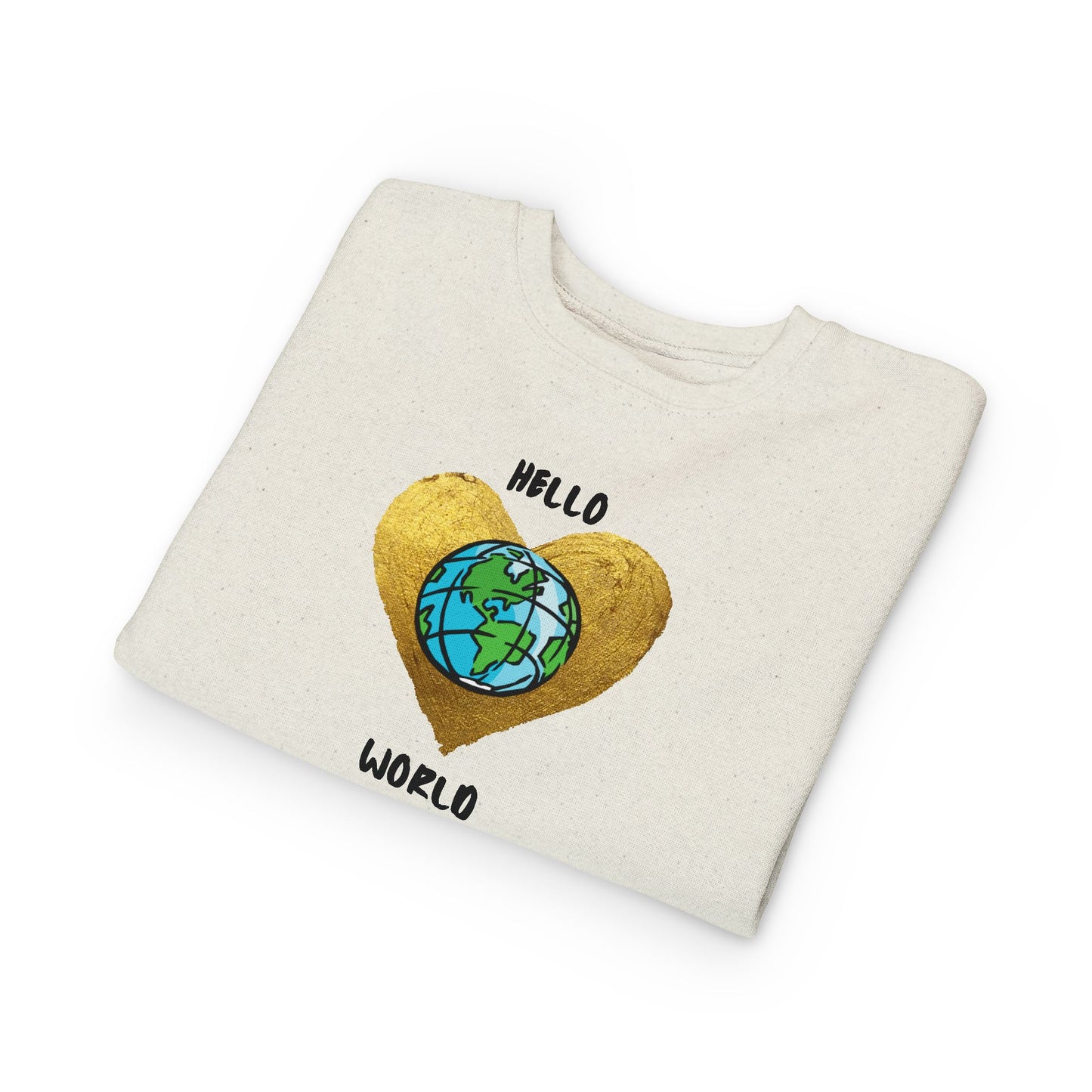 Toddler Sweatshirt - "Hello World" Earth Heart Graphic