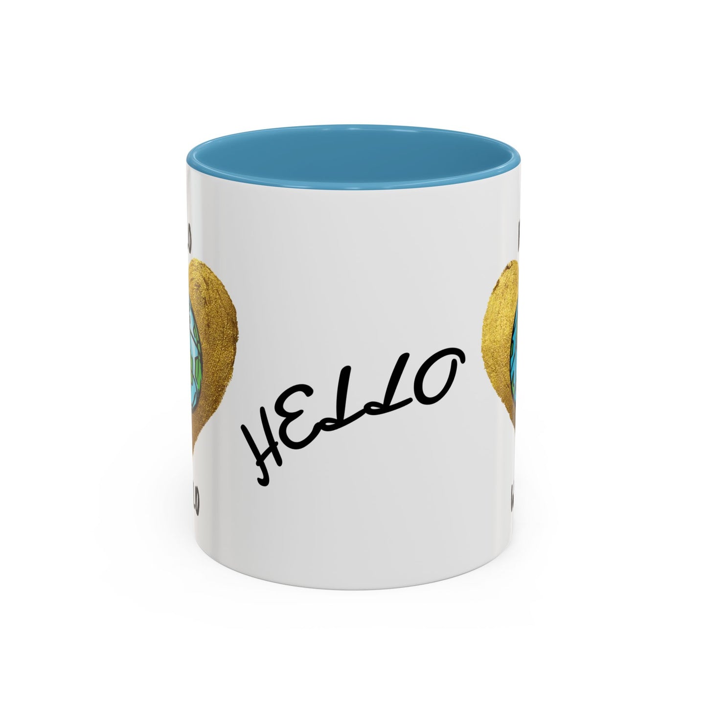 Hello World Coffee Mug — Heart Globe Accent 11oz