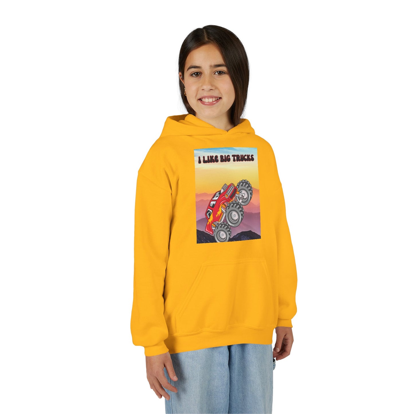 Youth Hoodie — "I Like Big Trucks" Monster Truck Graphic