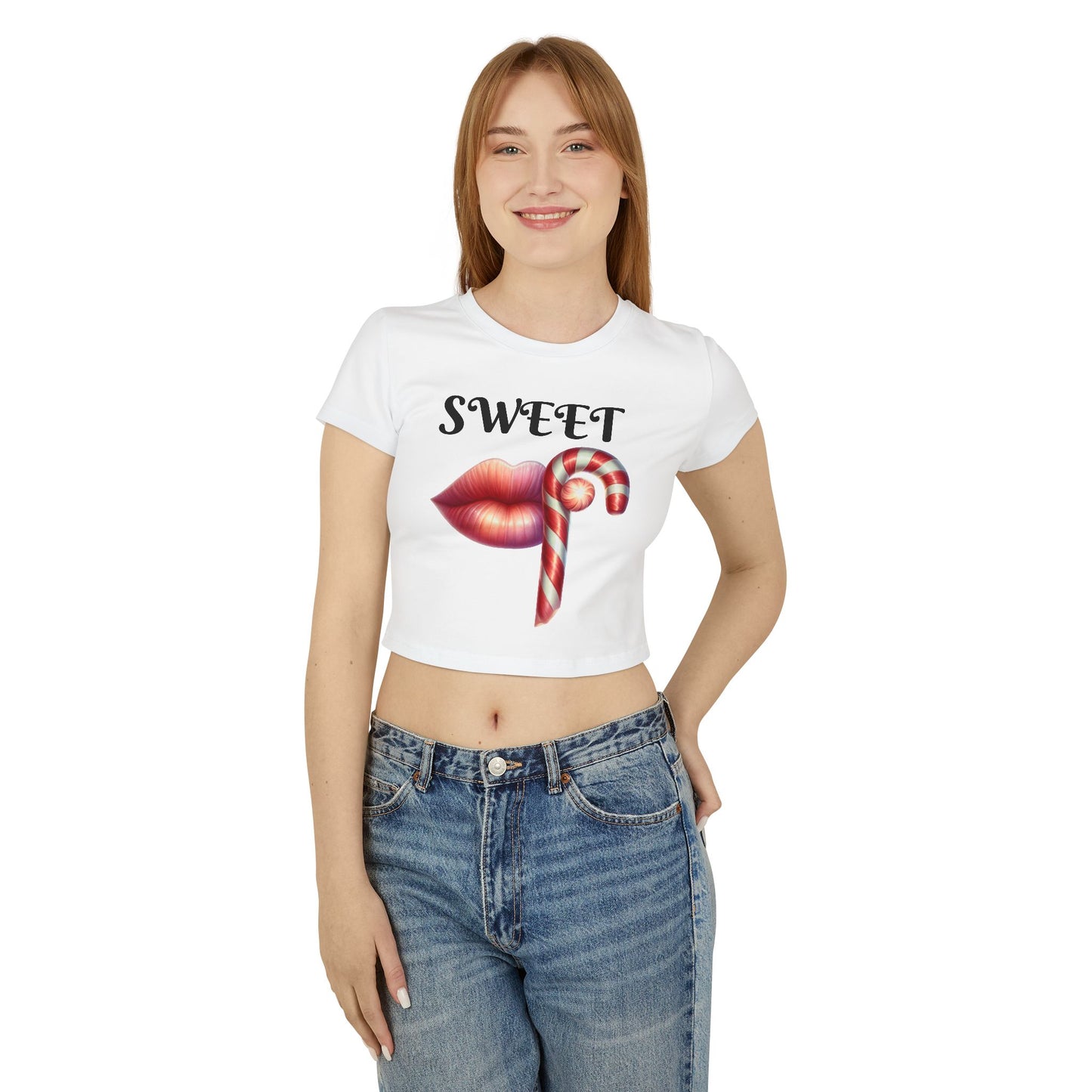 Sweet Candy Cane -Themed Women's Cropped Tee