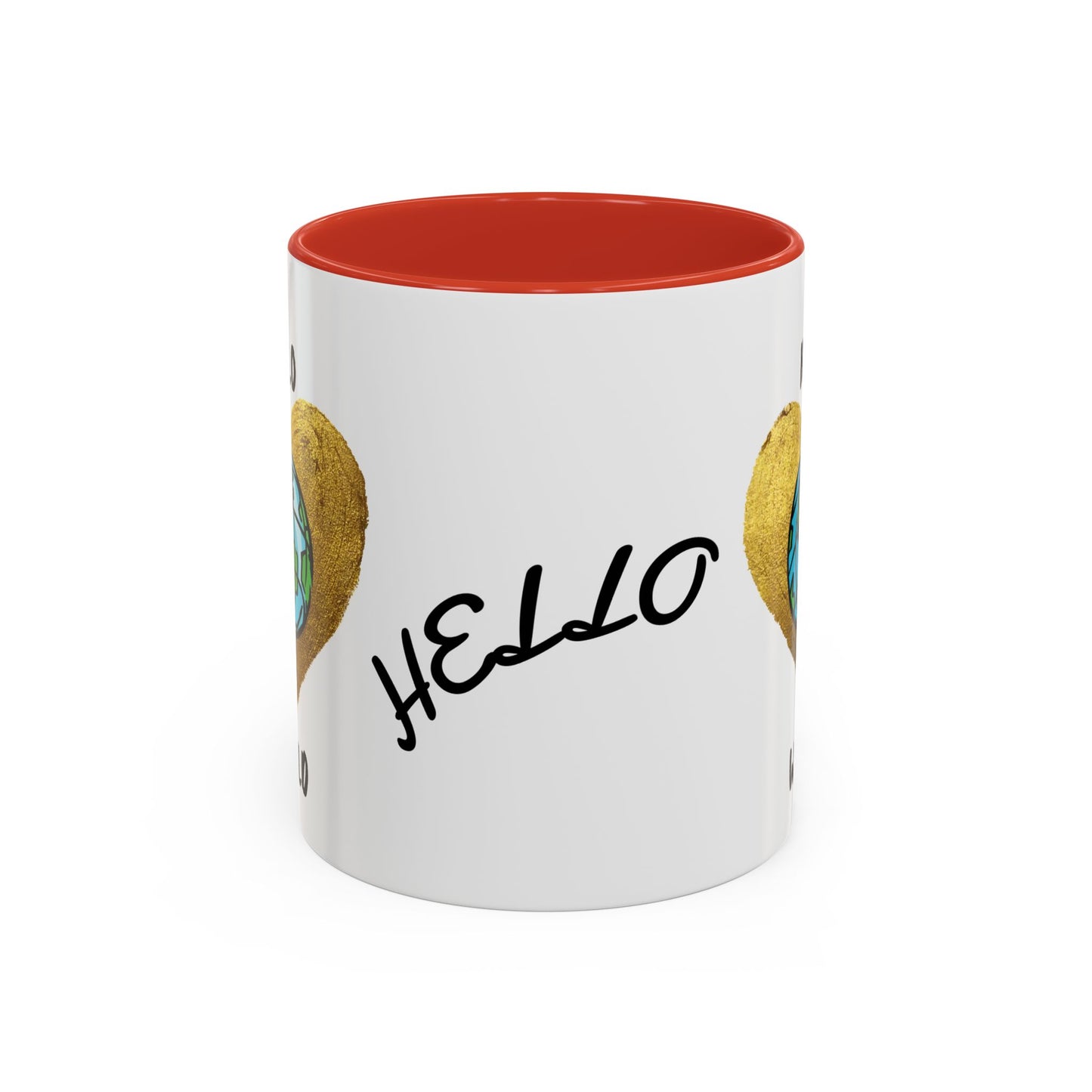 Hello World Coffee Mug — Heart Globe Accent 11oz