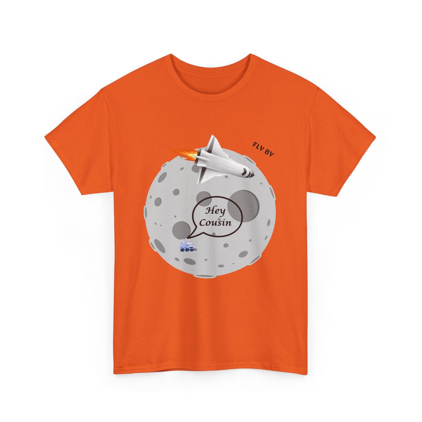 Hey Cousin Rocket Moon T-Shirt — Cute Retro Space Plane Graphic Tee
