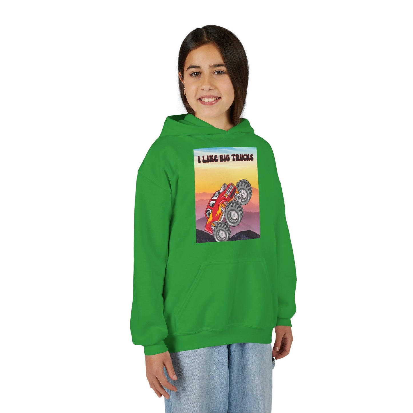 Youth Hoodie — "I Like Big Trucks" Monster Truck Graphic
