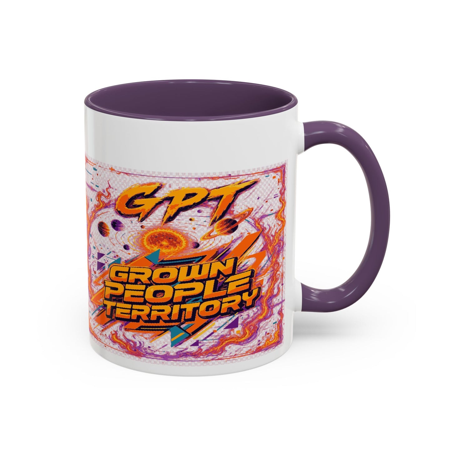 Accent Coffee Mug — "GPT: Grown People Territory" Bold Graphic Coffee Cup