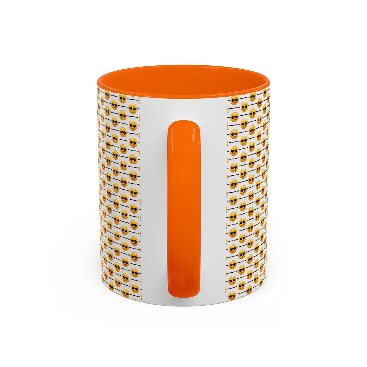 Sunglasses Emoji Pattern Accent Coffee Mug (11 oz) Asking "Who Run's This Ish"