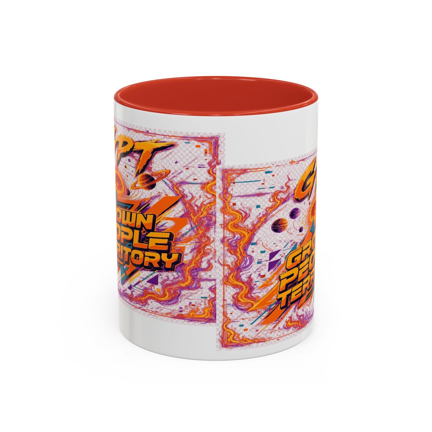 Accent Coffee Mug — "GPT: Grown People Territory" Bold Graphic Coffee Cup