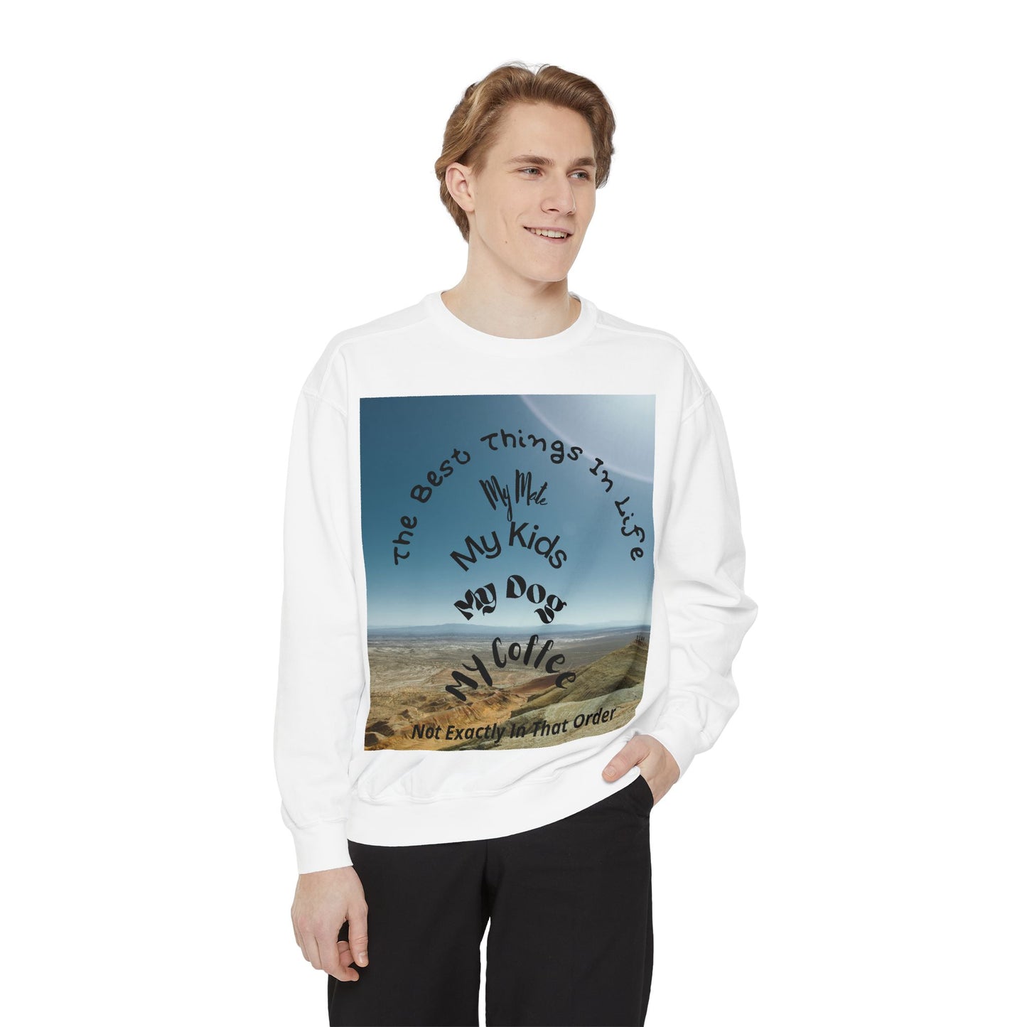 Coastal Family Vibes Sweatshirt — "The Best Things in Life" Graphic Crewneck