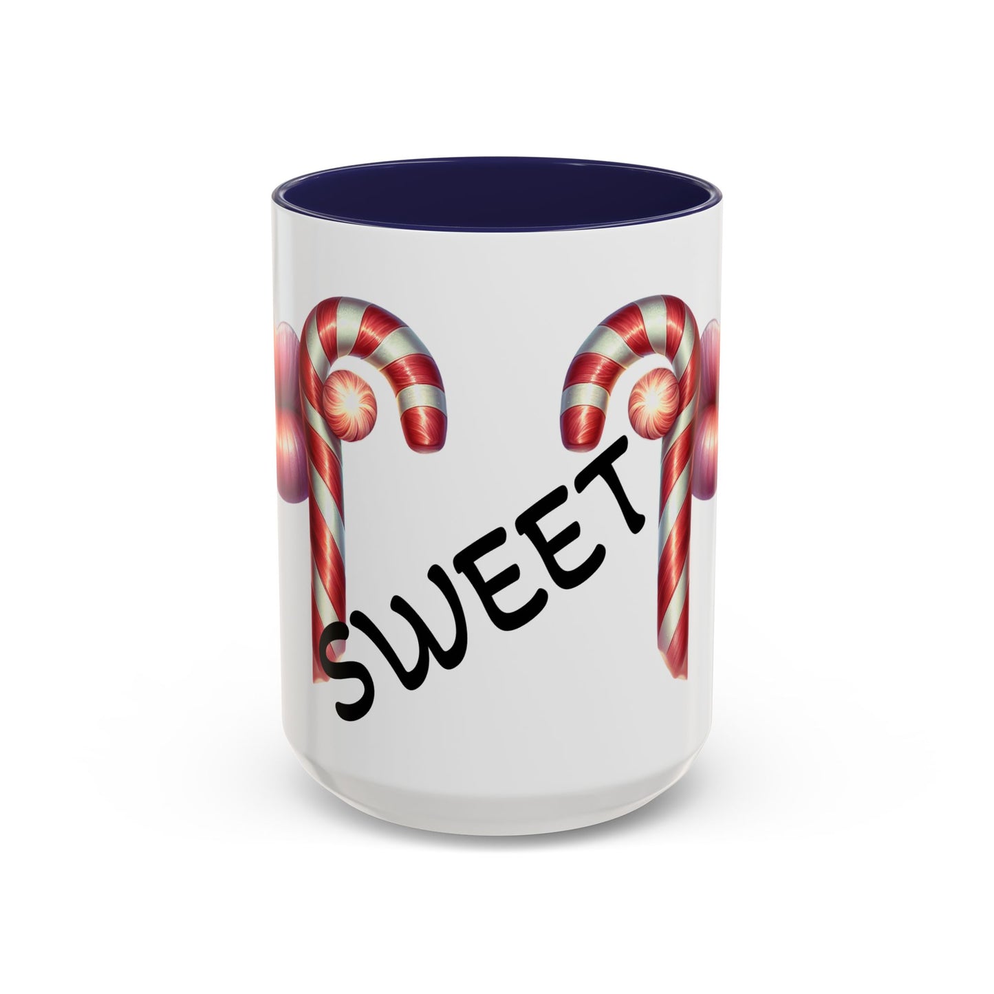 Candy Cane Kiss Accent Coffee Mug — "Sweet" Holiday Hot Cocoa Cup