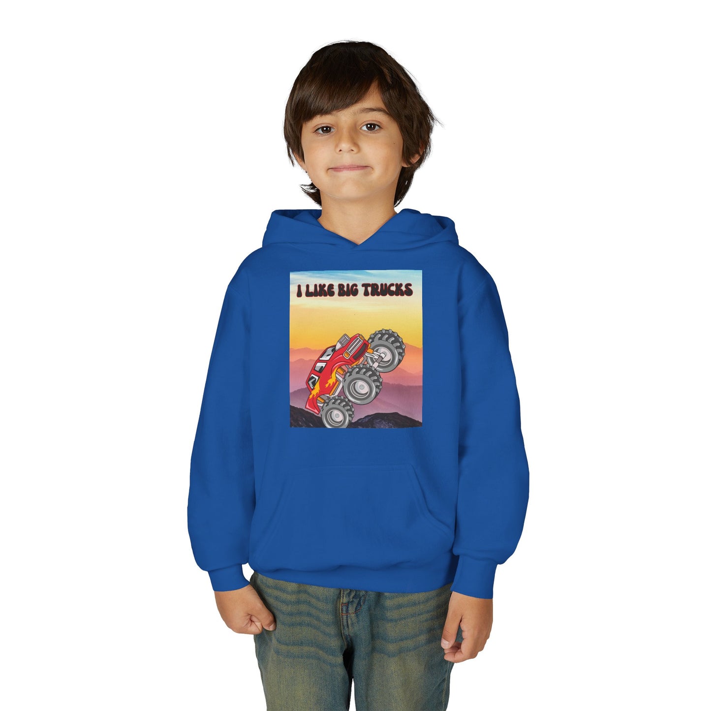 Youth Hoodie — "I Like Big Trucks" Monster Truck Graphic
