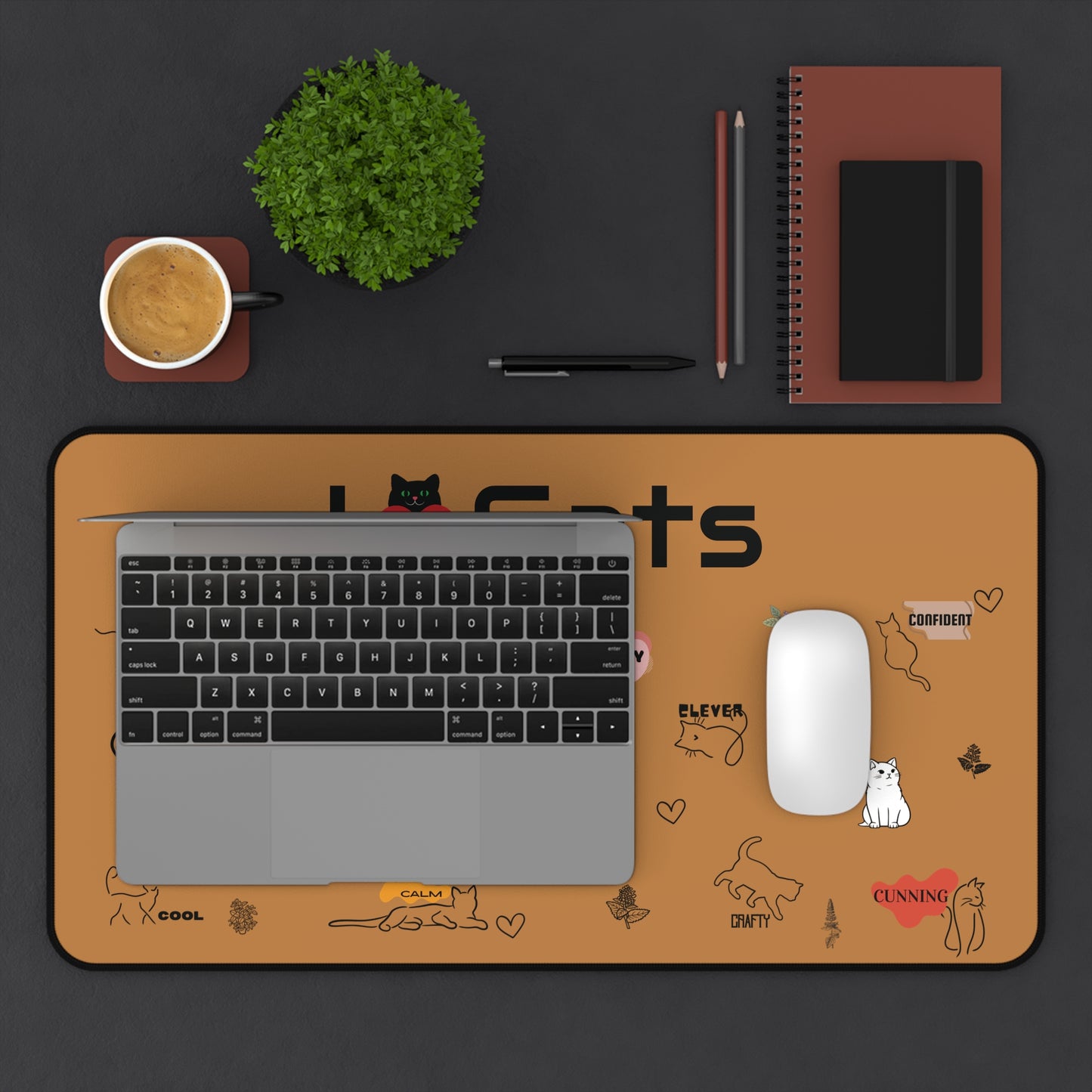 I Love Cats Desk Mat - Cozy Cat-Themed Office Accessory for Cat Lovers