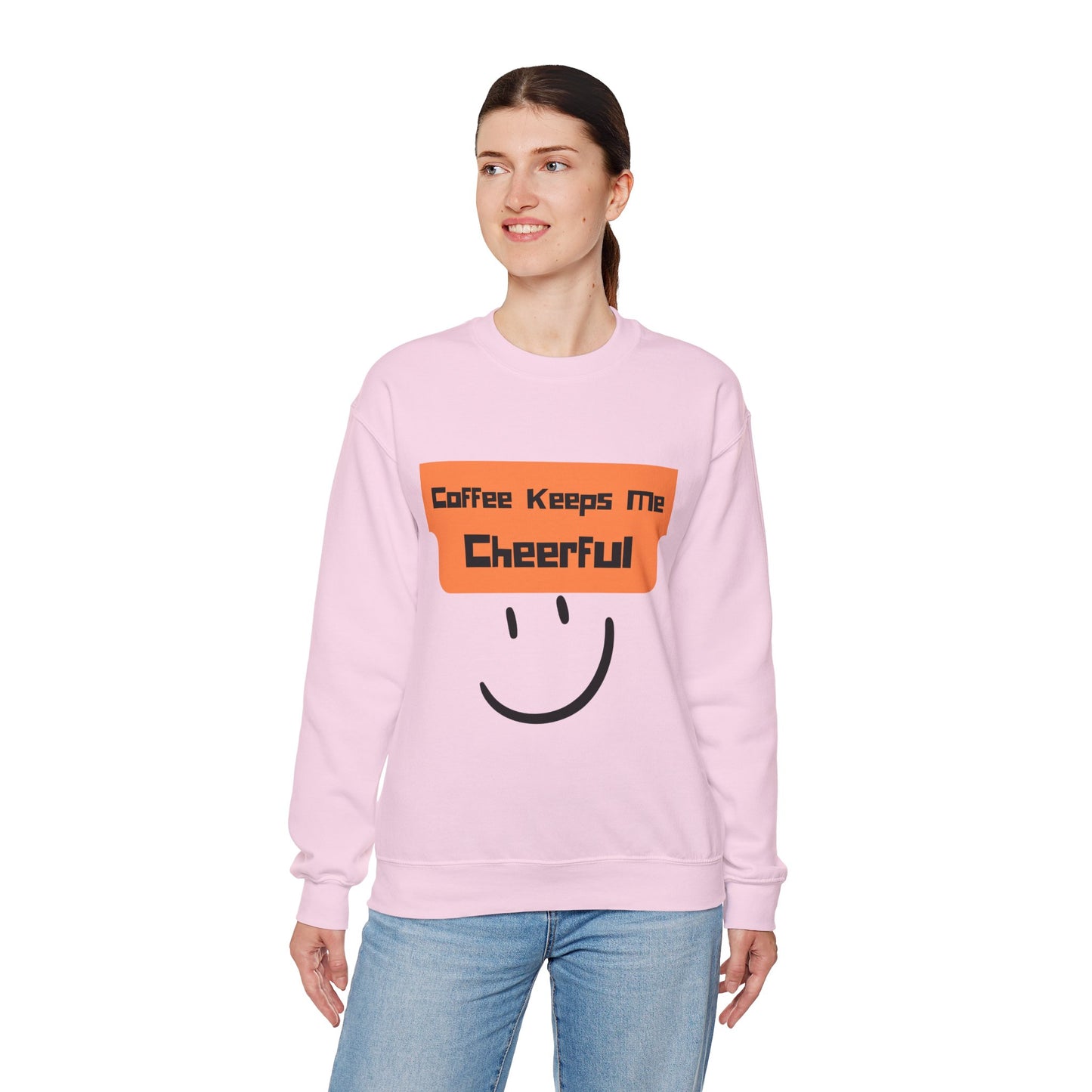 Cheerful Coffee Sweatshirt — "Coffee Keeps Me Cheerful" Smiley Crewneck