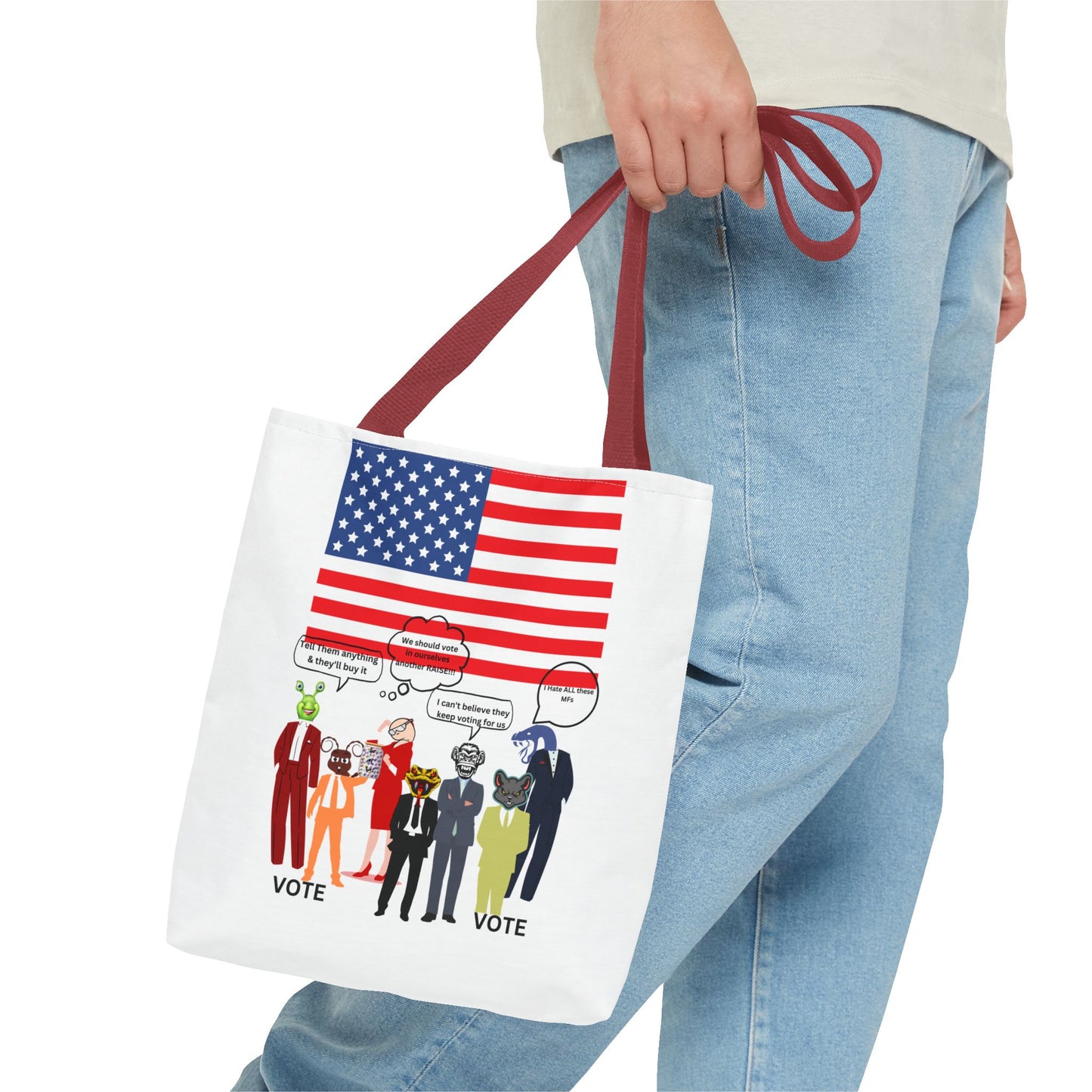Patriotic Vote Tote Bag, Eco-Friendly Shopping Bag, Political Campaign Merchandise, Election Day Gift, USA Flag Design