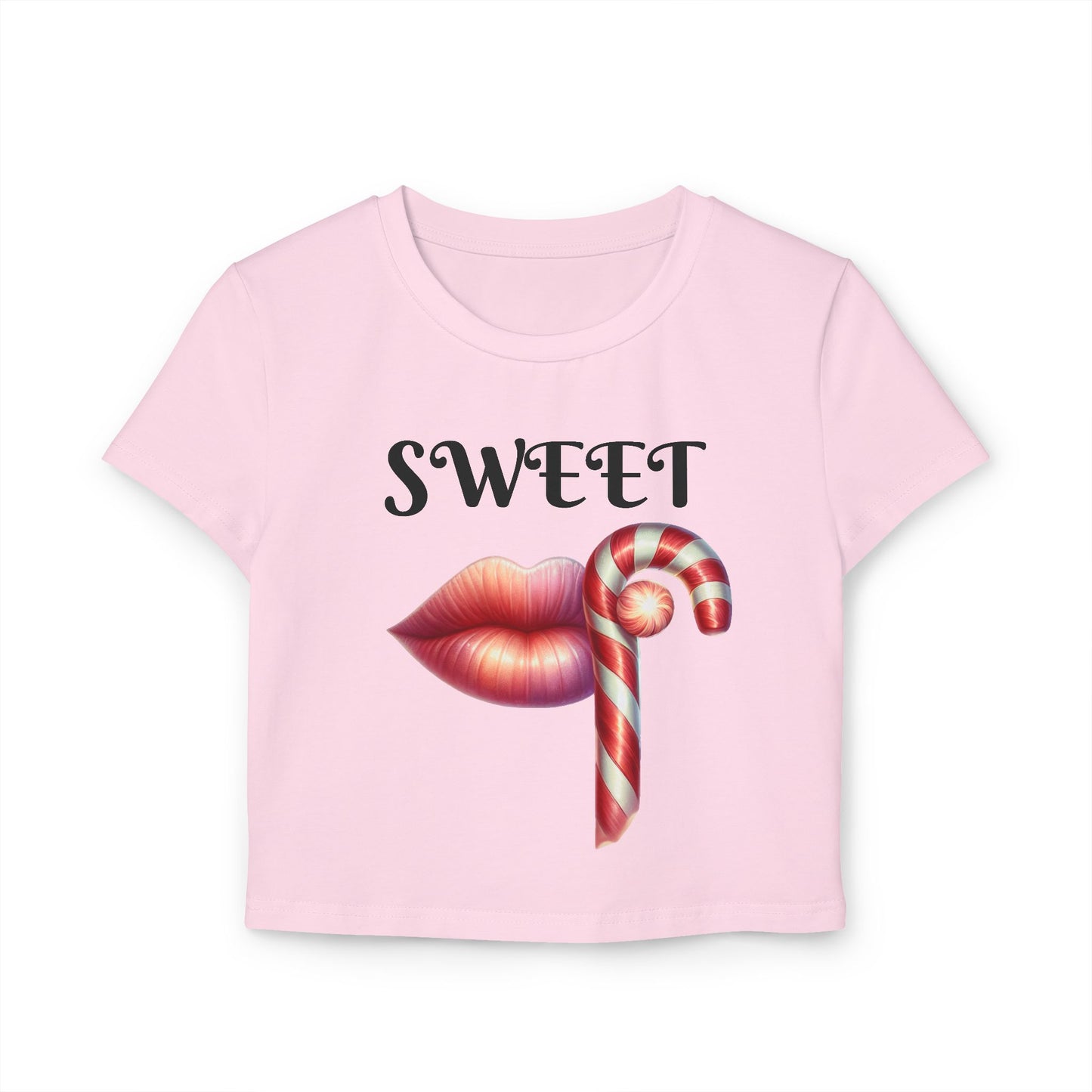 Sweet Candy Cane -Themed Women's Cropped Tee