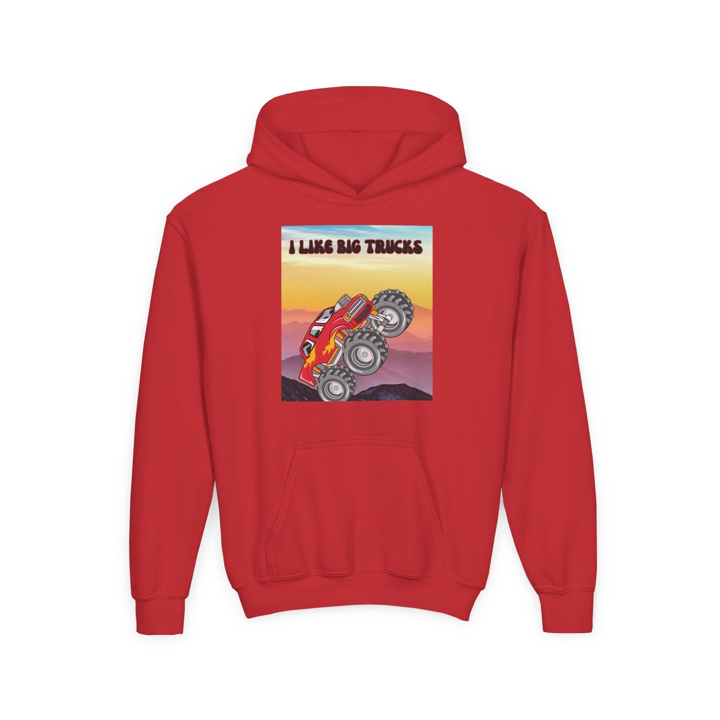 Youth Hoodie — "I Like Big Trucks" Monster Truck Graphic