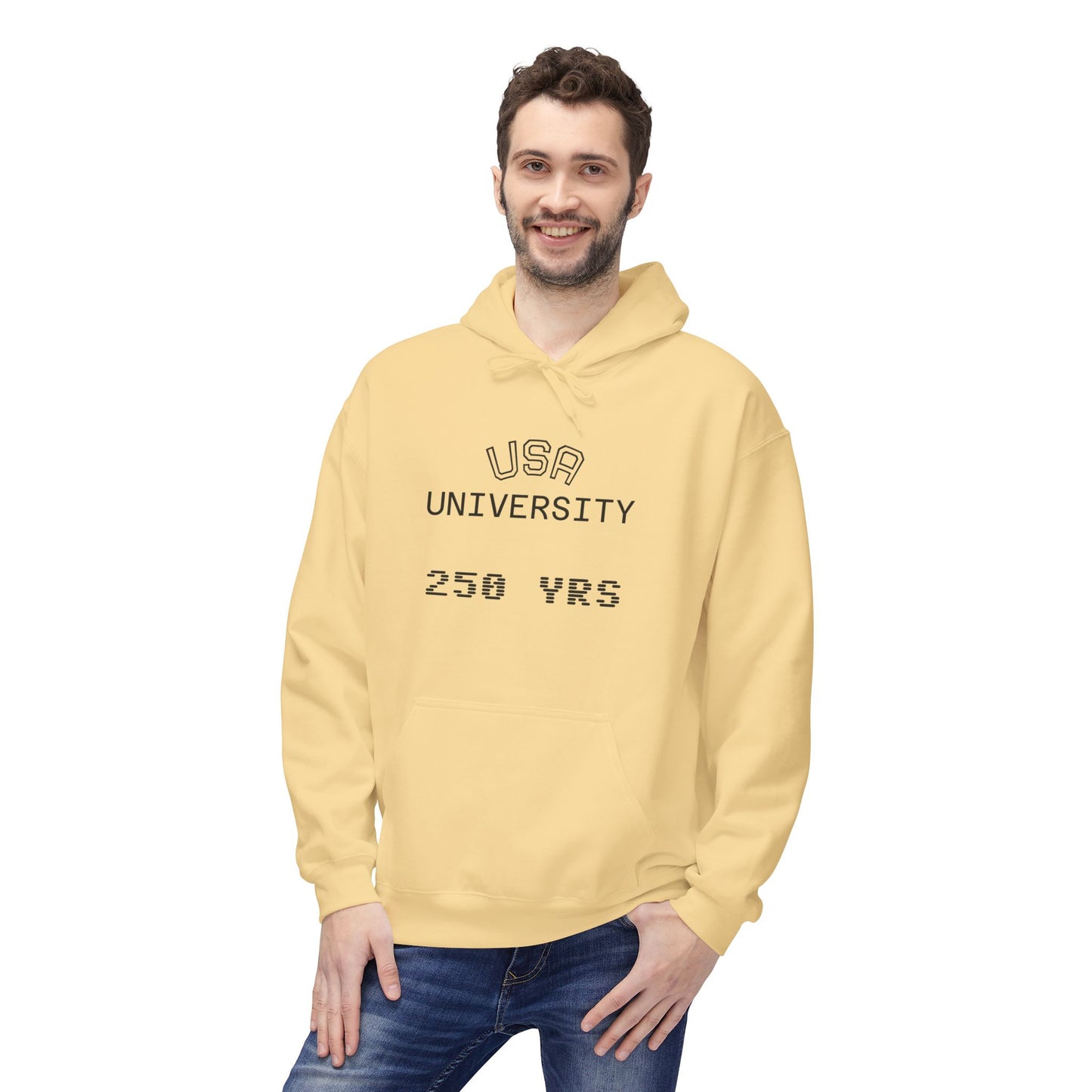 USA University 250 Yrs Hoodie — Patriotic Political Statement Graphic