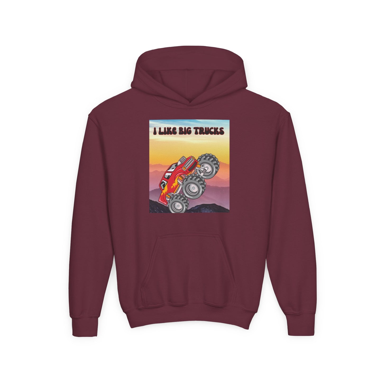 Youth Hoodie — "I Like Big Trucks" Monster Truck Graphic