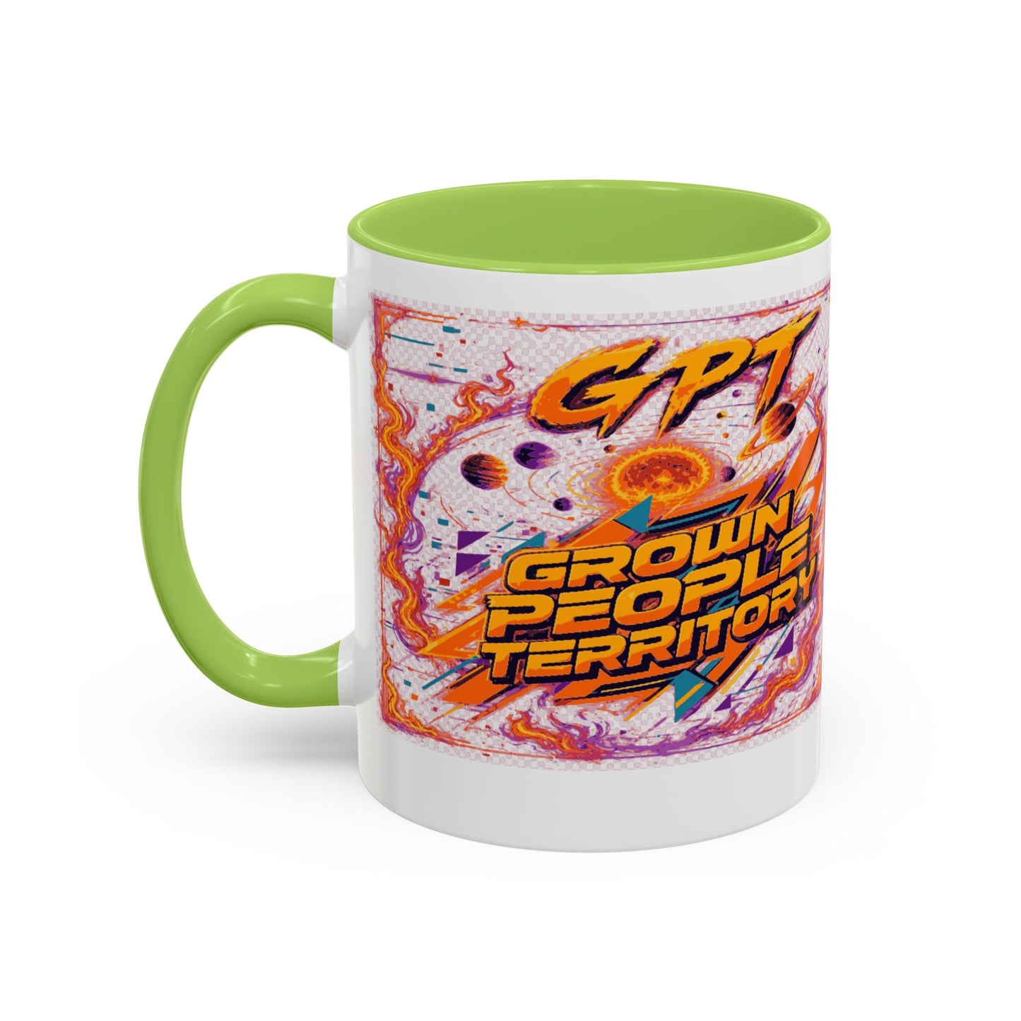 Accent Coffee Mug — "GPT: Grown People Territory" Bold Graphic Coffee Cup
