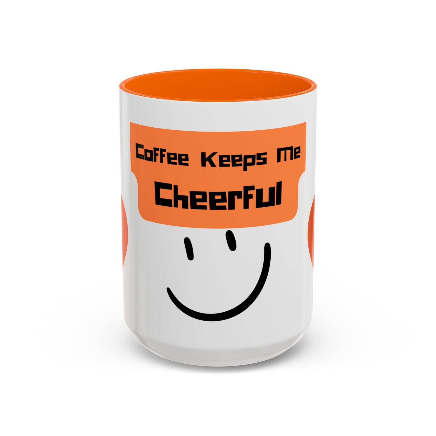 Coffee Keeps Me Cheerful Accent Mug — Smiley Heart 11/15oz