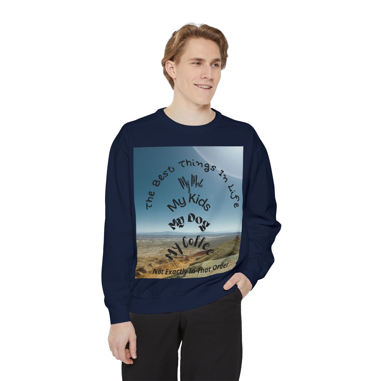 Coastal Family Vibes Sweatshirt — "The Best Things in Life" Graphic Crewneck