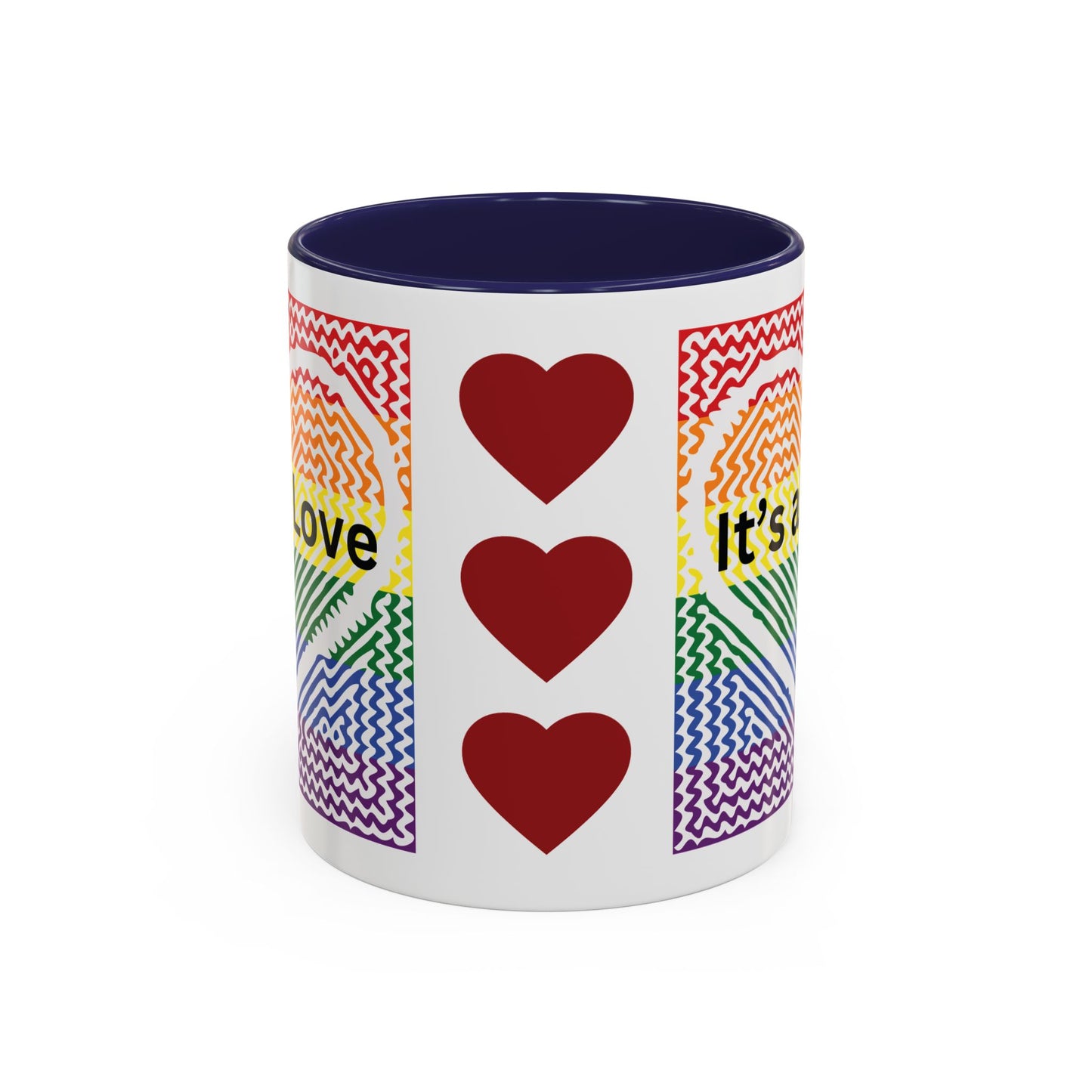 It's All Love Rainbow Heart Coffee Mug — Pride Accent Mug (11/15oz)