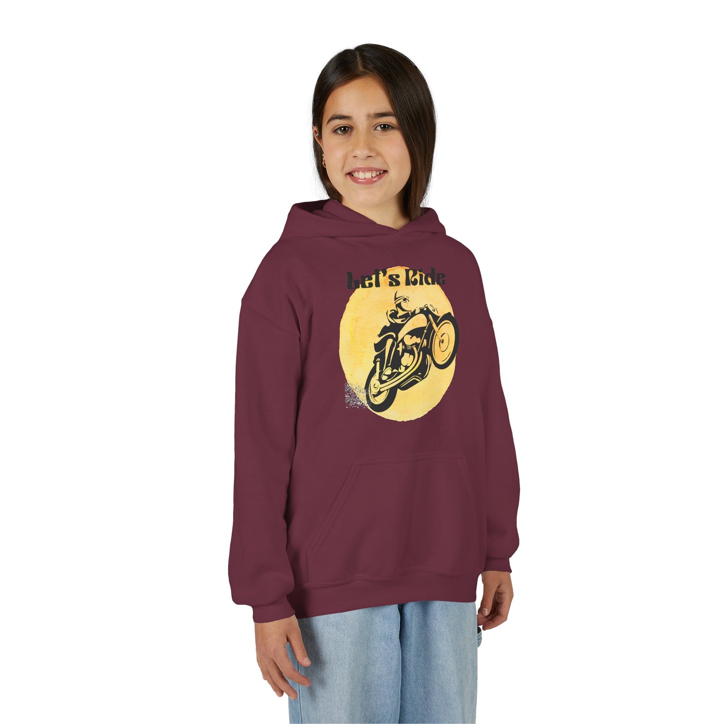 Youth Hoodie - "Let's Ride" Vintage Motorcycle Graphic