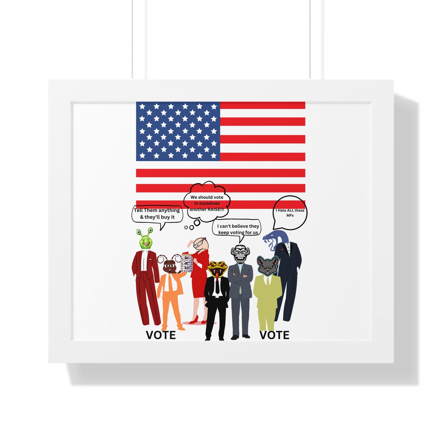 Framed Poster — Patriotic Political Cartoon "Jar of Lies" Print