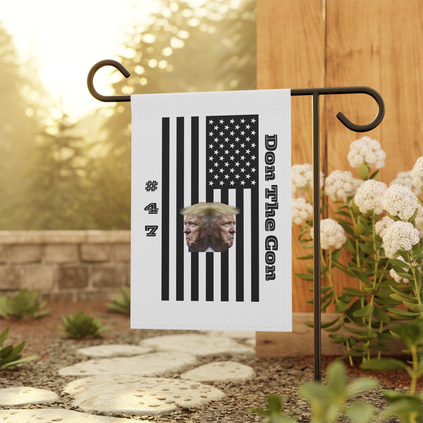 2-Faced:  Political Garden Flag — “Don The Con” Trump Double-Head Design