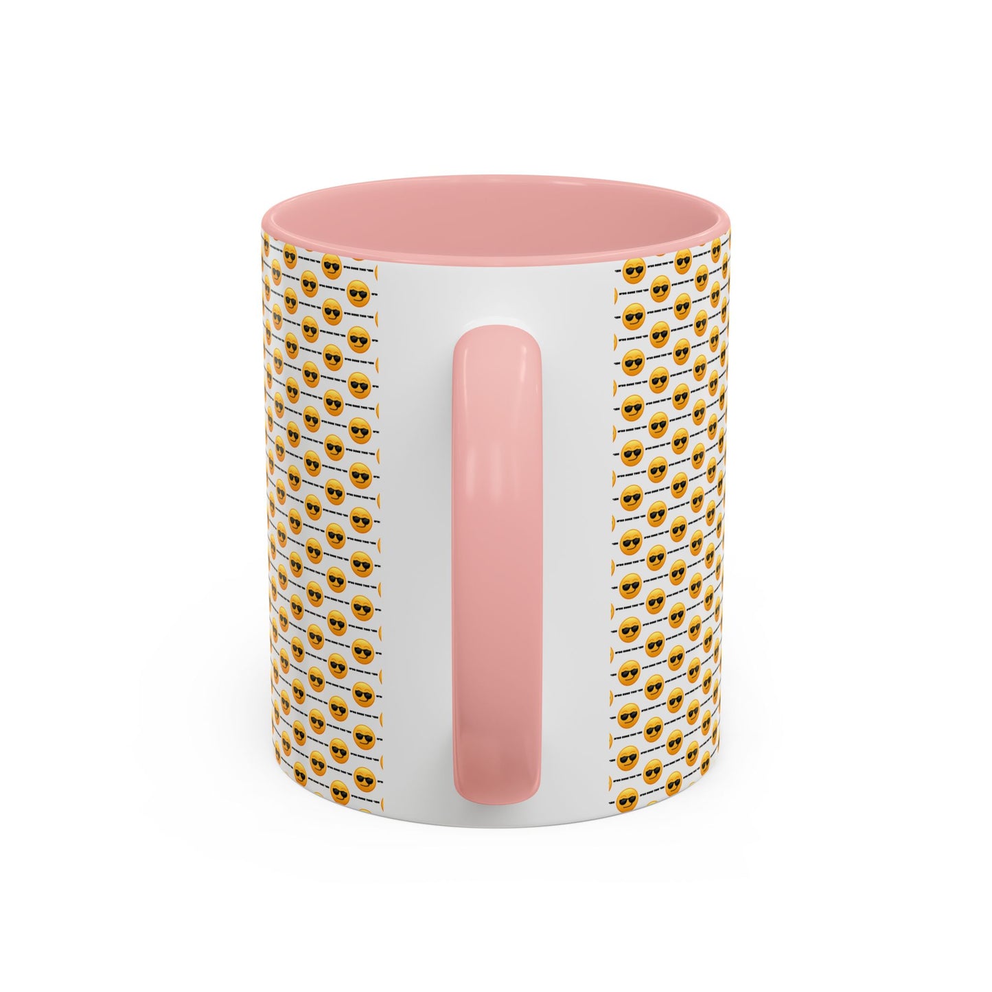 Sunglasses Emoji Pattern Accent Coffee Mug (11 oz) Asking "Who Run's This Ish"