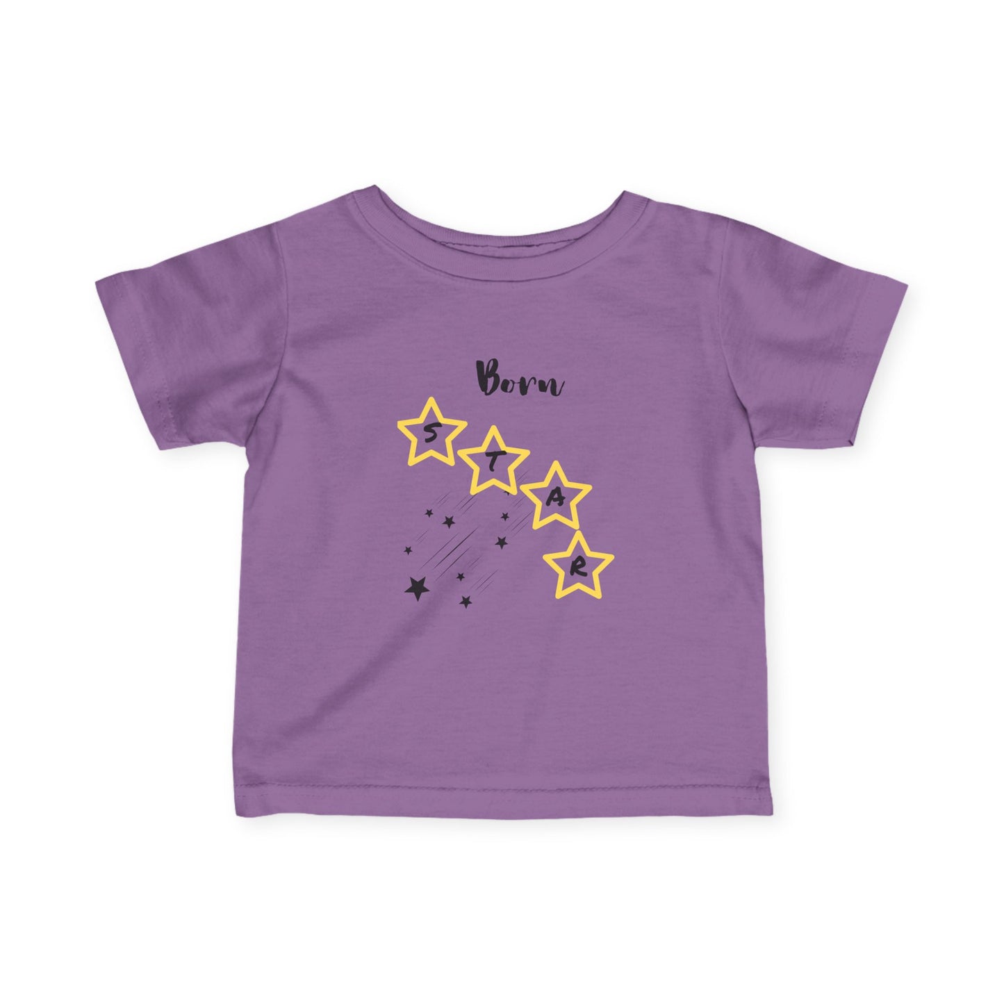Infant Tee — "Born Star" Yellow Star Graphic Baby Shirt