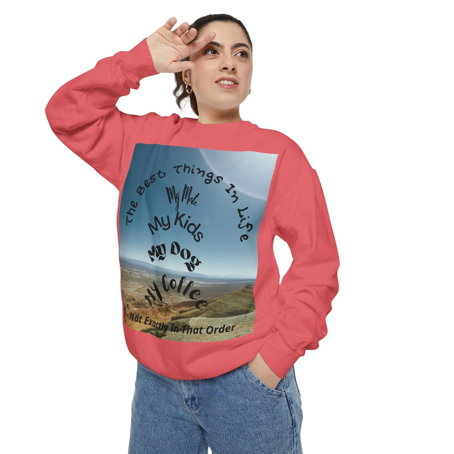 Coastal Family Vibes Sweatshirt — "The Best Things in Life" Graphic Crewneck