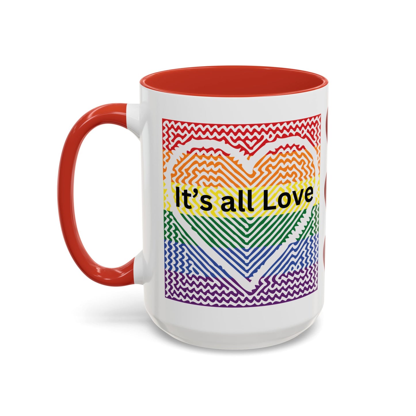 It's All Love Rainbow Heart Coffee Mug — Pride Accent Mug (11/15oz)