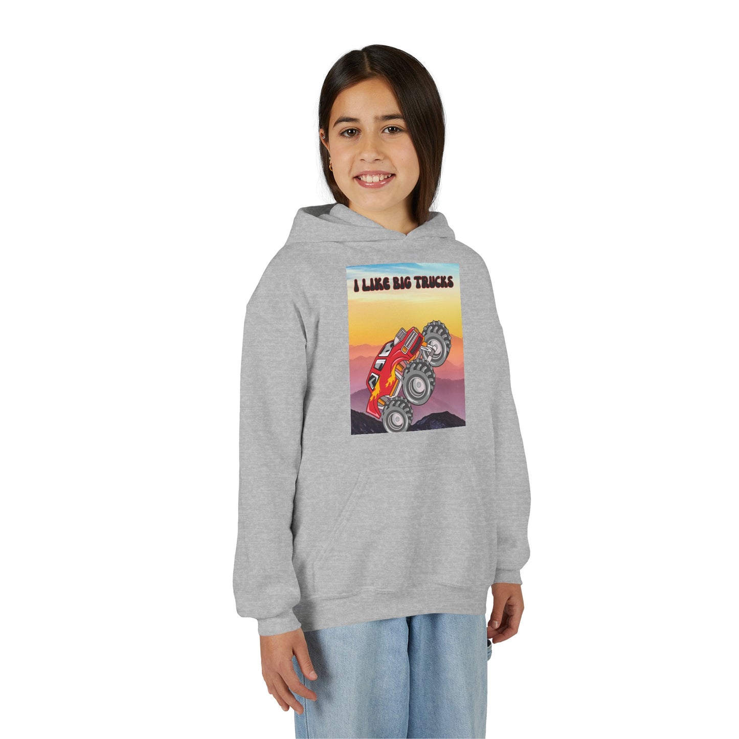 Youth Hoodie — "I Like Big Trucks" Monster Truck Graphic