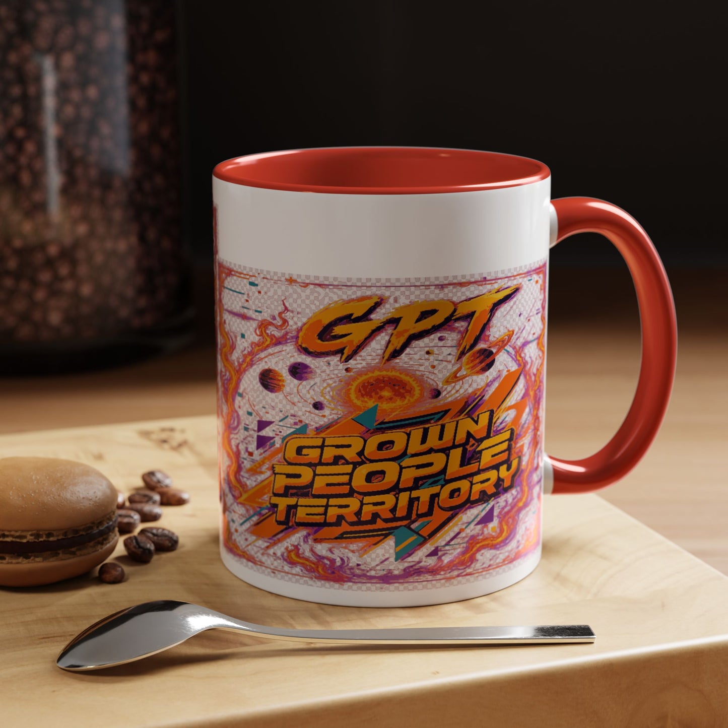 Accent Coffee Mug — "GPT: Grown People Territory" Bold Graphic Coffee Cup