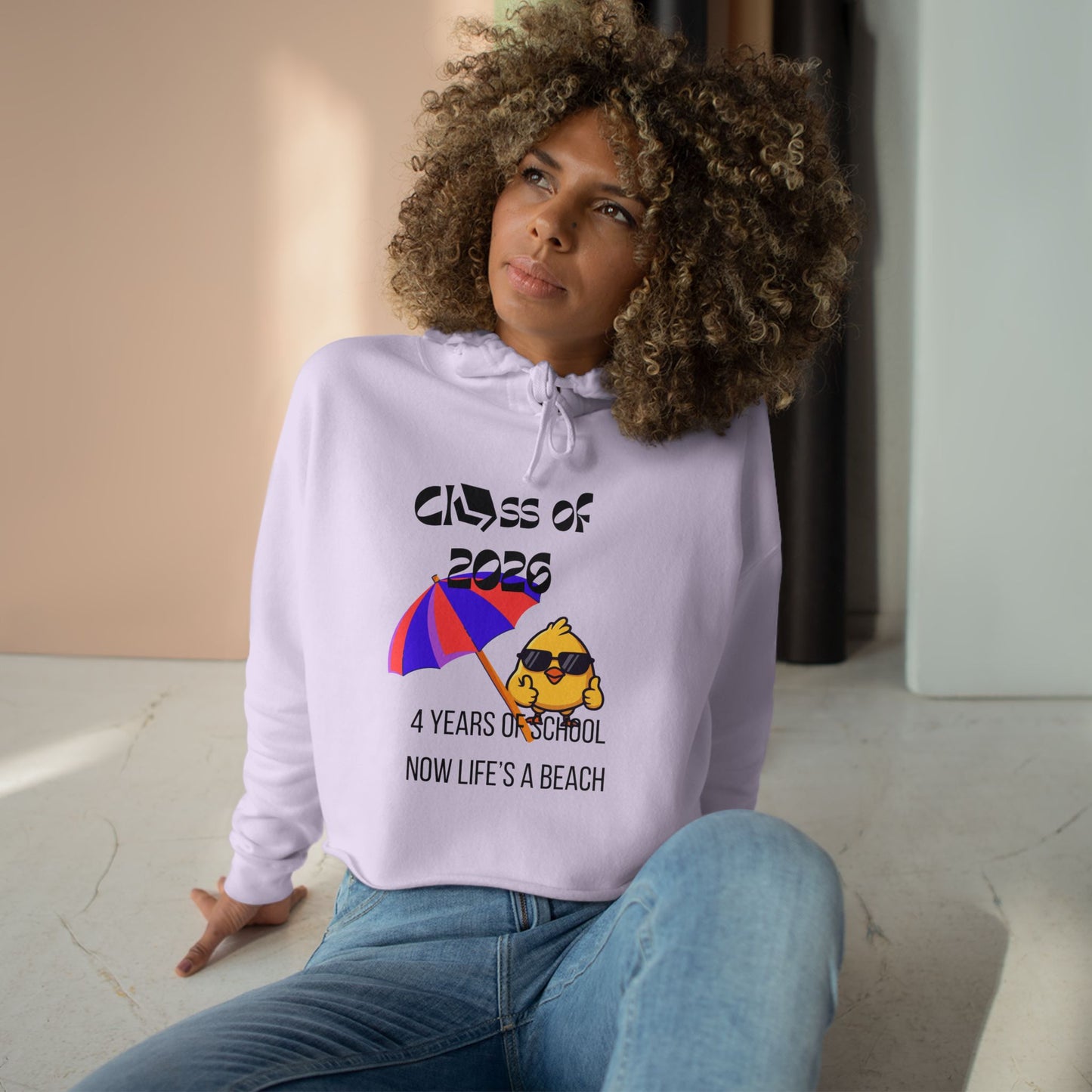 Class of 2026 Crop Hoodie – 'Now Life's a Beach' Graduation Pullover